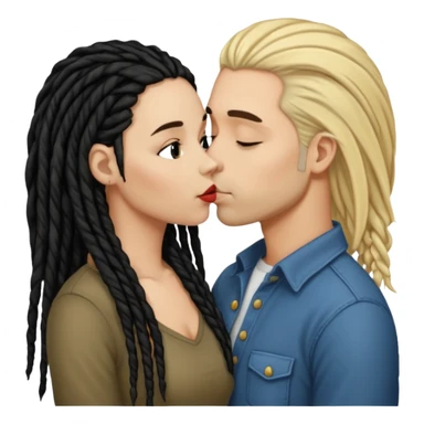 bacio tra coppia donna capelli neri con dread e uomo biondo sticker