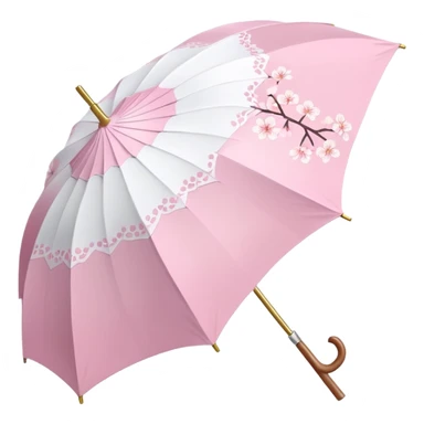 A beautiful pretty cute pastel pink and white umbrella-parasol with sakura patterns  sticker