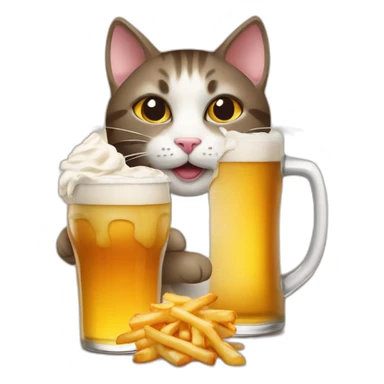 cat with poutine drink a beer sticker