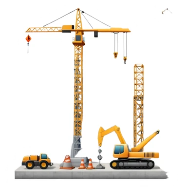 Construction site with crane and building sticker