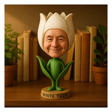white tulip bobblehead style sticker