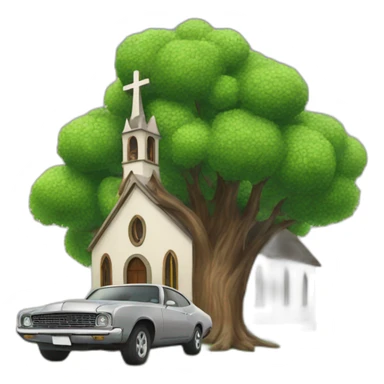 car tree church sticker