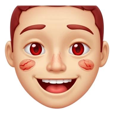 red veins on eyes, drooling smiling mouth, pimples on face

 sticker