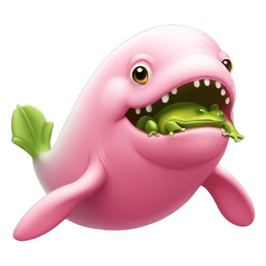 Pink beluga whale with the face of a frog sticker