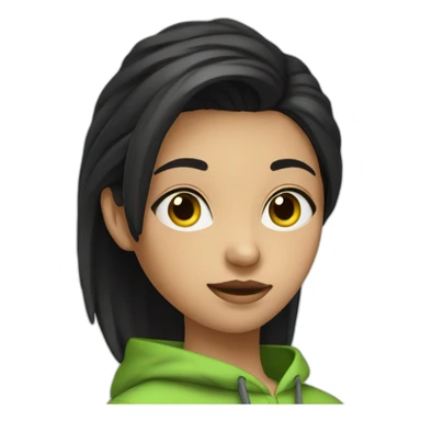 Girl-with-black-short-black-hair-and-green-hoodie sticker