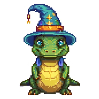 simple alligator wizard, emoji style sticker