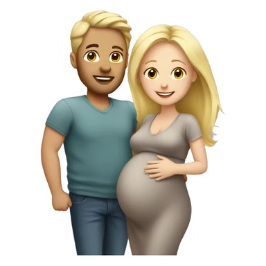 Pregnant blonde with her husband  sticker