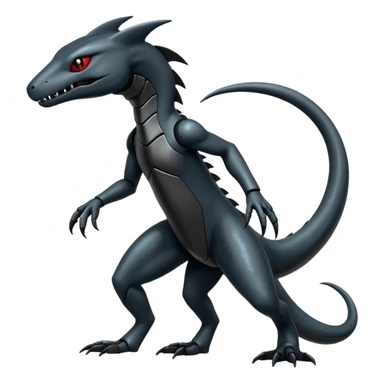 Shiny Dark Edgy Salandit-Inteleon-Amaura-Fakémon-hybrid-creature (full body)  sticker