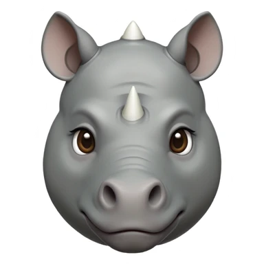 cinematic-noble-cute-rhinoceros-portrait-emoji,slate-grey-hide-poised-and-regal,-with-a-massive,-powerful-build-and-a-thick,--deep-set-soulful-piercing-eyes,-simplified-yet-sharp-and-sophisticated-features,-highly-detailed,-large-black-eyes, white horn, front facing sticker