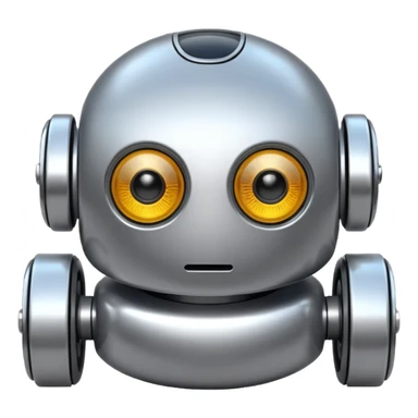 Round robot, big eyes, rolling wheels. sticker