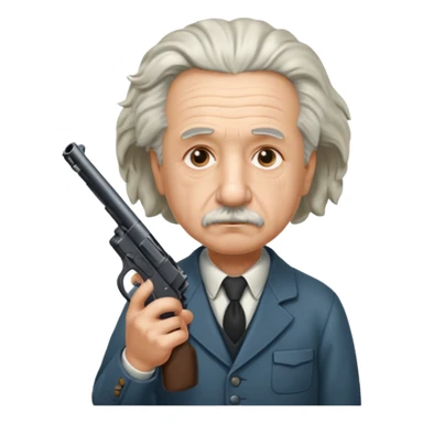 Albert Einstein holding a gun sticker