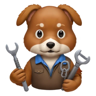 Dog with pipe wrench  sticker