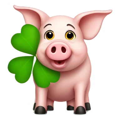 pig with four leafed clover sticker