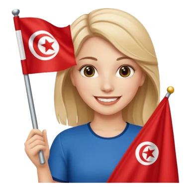 a white  girl holding tunisia flag sticker