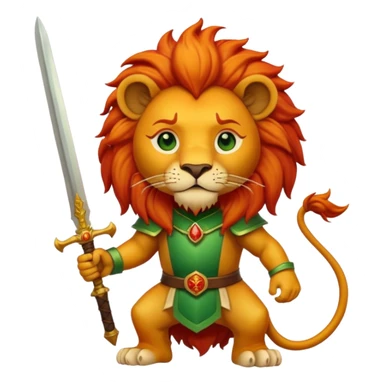A lion with a sword and the sun on top of it and on the top green and bottom red glage sticker