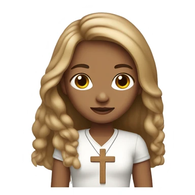 Christian fair skinned girl with light brown long hair and a cross necklace  sticker