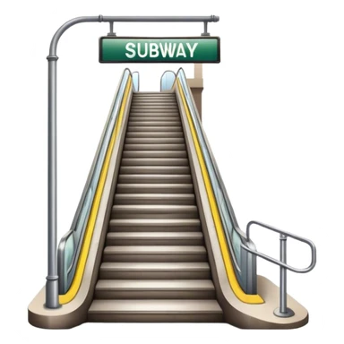 the entrance to the subway is via a staircase with a subway sign sticker