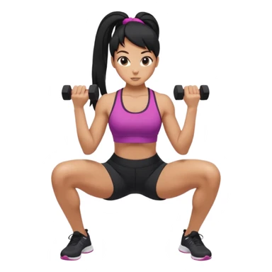 Women with long black ponytail doing a squat sticker