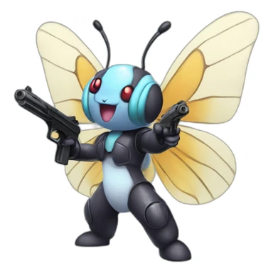 butterfree pokemon with gun sticker