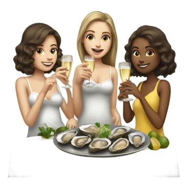 Three brown haired white girls eating oysters and drinking champagne  sticker