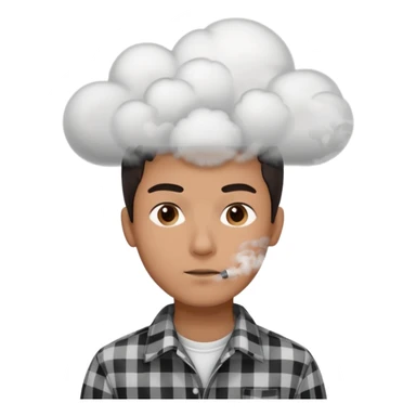 Vaquero camisa de cuadros blanca con negro  joven sacando humo d ela boca  sticker