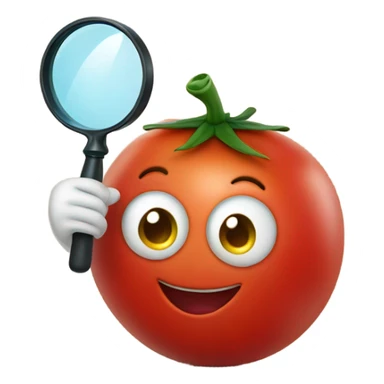 happy tomato with magnifying glass in hand sticker