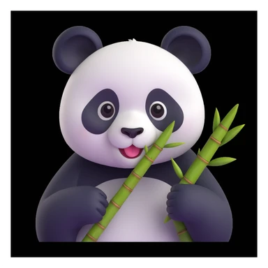 panda eating bamboo in forrest, close up pose sticker