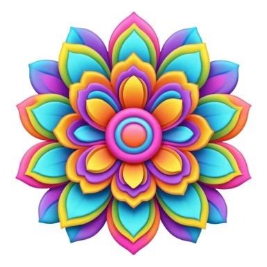 3D, psychedelic colored hippie style flower border  sticker