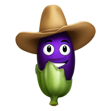 Eggplant with cowboy hat  sticker