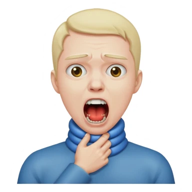 A person choking themselves on the neck and screaming  sticker