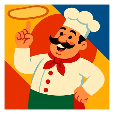 smiling Italian chef spinning pizza dough sticker