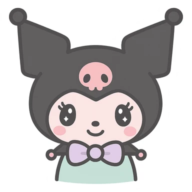 Kuromi character, kawaii style, transparent background, no background elements sticker