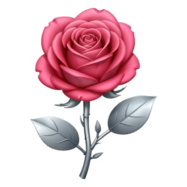 gray metal chrome rose, without green leaves, just flower sticker