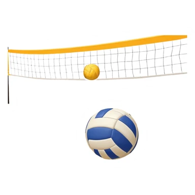 A close-up volleyball net with a ball hovering above it, set against the backdrop of a sandy volleyball court. The scene highlights the tension of an impending play, with the court lines clearly visible and a bright, sunny atmosphere surrounding the action. sticker