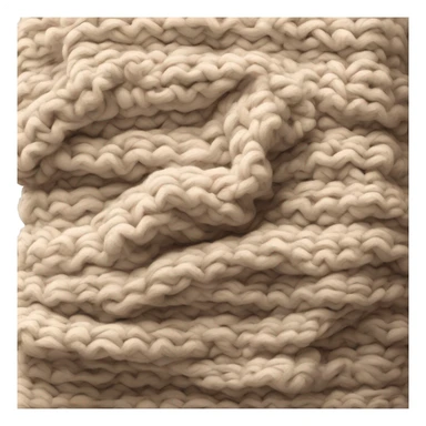 A neatly folded chunky knit blanket in warm, neutral tones. sticker