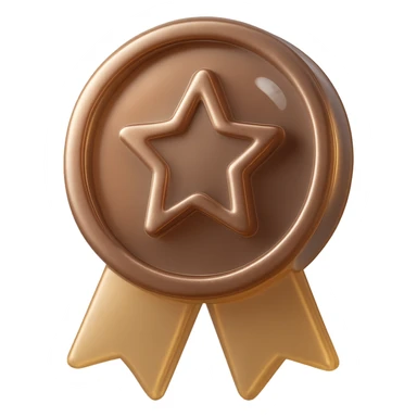 Make this bronze medal icon more 3D with added depth and metallic shine, keeping the background transparent. sticker