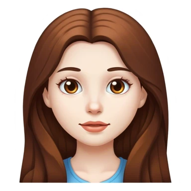 Make a girl with white skin and brown long hair sticker