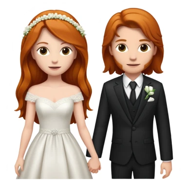 two girls getting married. one long haired ginger in a suit. one long haired dark brunette in a dress sticker