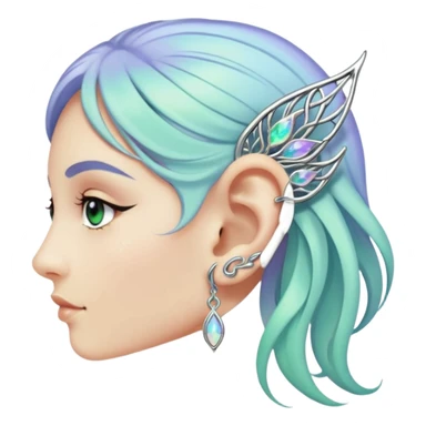 Elvish fae shiny sparkly iridescent translucent diaphanous ear climber ear cuff sticker