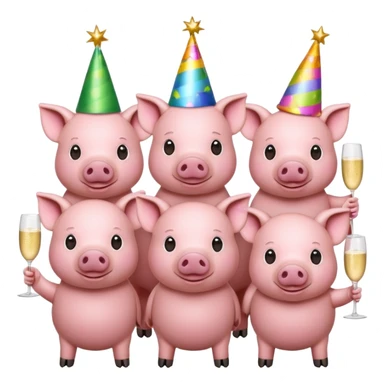 pigs pink champagne cheers  sticker