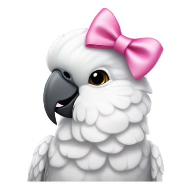 white cockatoo with a pink bow sticker