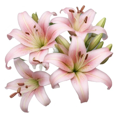 Flower Bouquet of pastel pink lilies realistic sticker