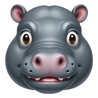 Cinematic Comical Hippo Portrait Emoji, Head tilted dramatically with an exaggeratedly amused expression, featuring a striking, glossy slate-gray hide with bold textured wrinkles, wide, expressive eyes filled with playful disbelief, Simplified yet hilariously expressive features, highly detailed, glowing with a slightly sassy glow, high shine, dramatic yet playful, stylized with an air of cheeky river mischief, bright and endearing, soft glowing outline, capturing the essence of a spirited and over-the-top hippo, so meme-worthy it feels like it could splash its way into internet fame instantly! sticker
