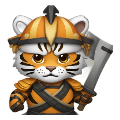 Tiger samurai holding axe sticker