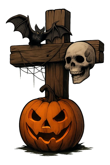 Halloween cross, no background sticker