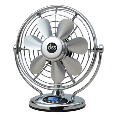 Desk Fan – classic round fan with metal cage and adjustable tilt. sticker