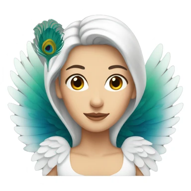 White woman with peacock wings sticker