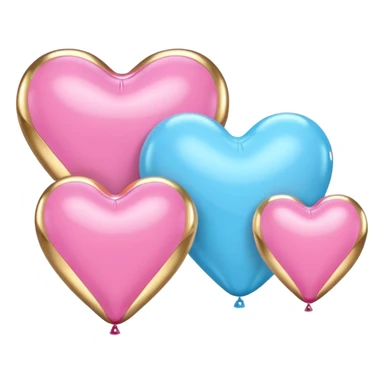 pink gold and light blue rococo inflatable hearts sticker