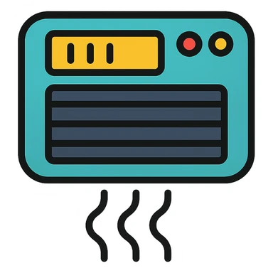 wall mounted air cooler, color outline icon style sticker