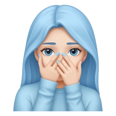 pastel blue girl covers her face with her hand sticker